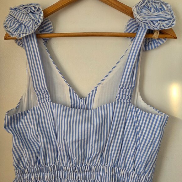 NWT SKIES ARE BLUE STRIPED ROSETTE SHOULDER V NECK BUTTONED ROMPER SIZE M - Picture 4 of 16
